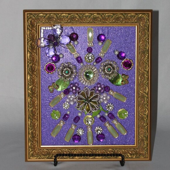 Original Framed Collage Jewelry Art Wall Decor - Picture 1 of 8